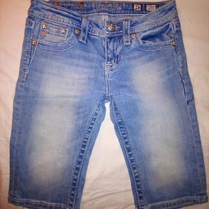 Miss Me Bermuda Girls Buckle Denim Shorts Low Slim Stretch
